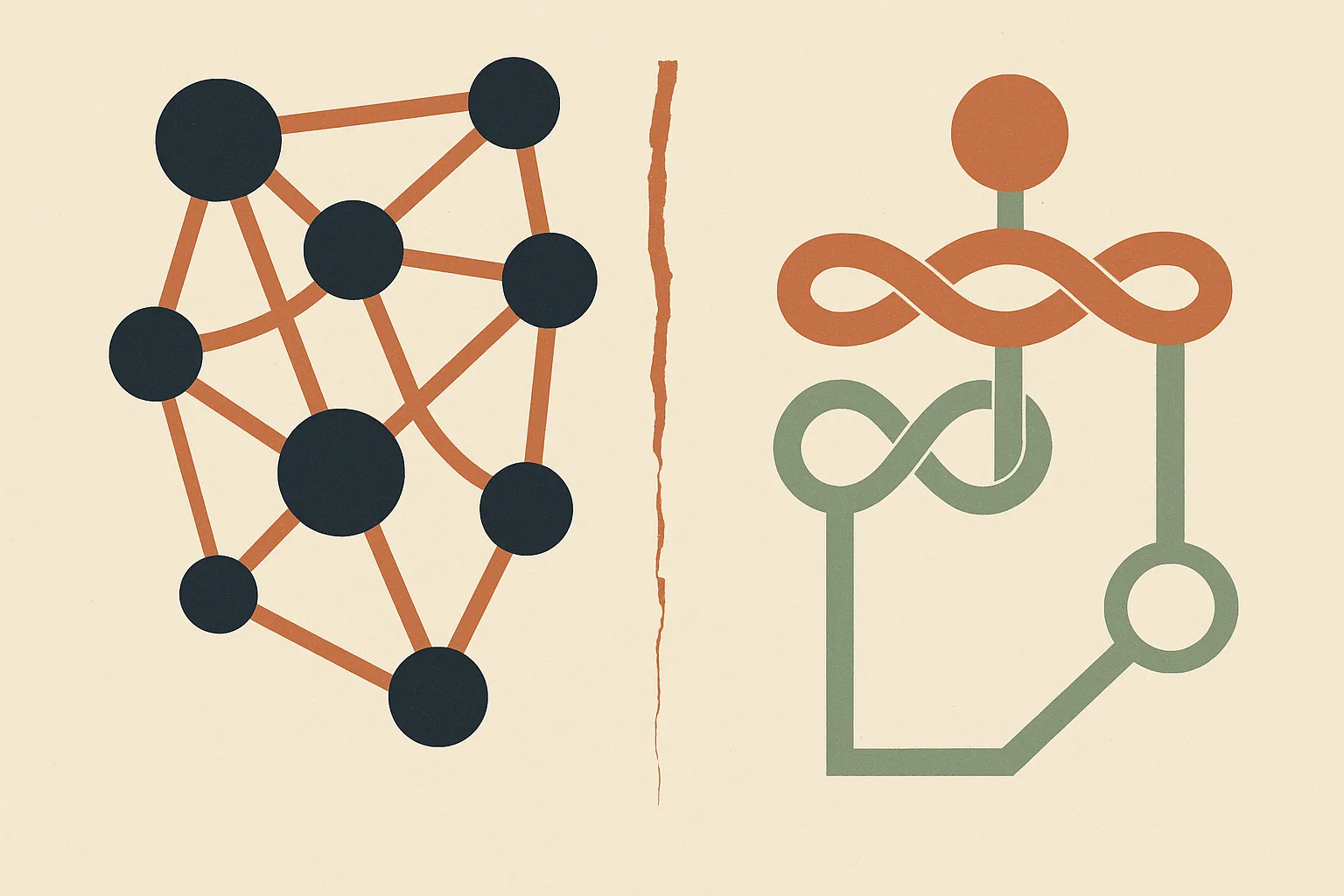 A conceptual infographic-style illustration with no text, using a balanced syste