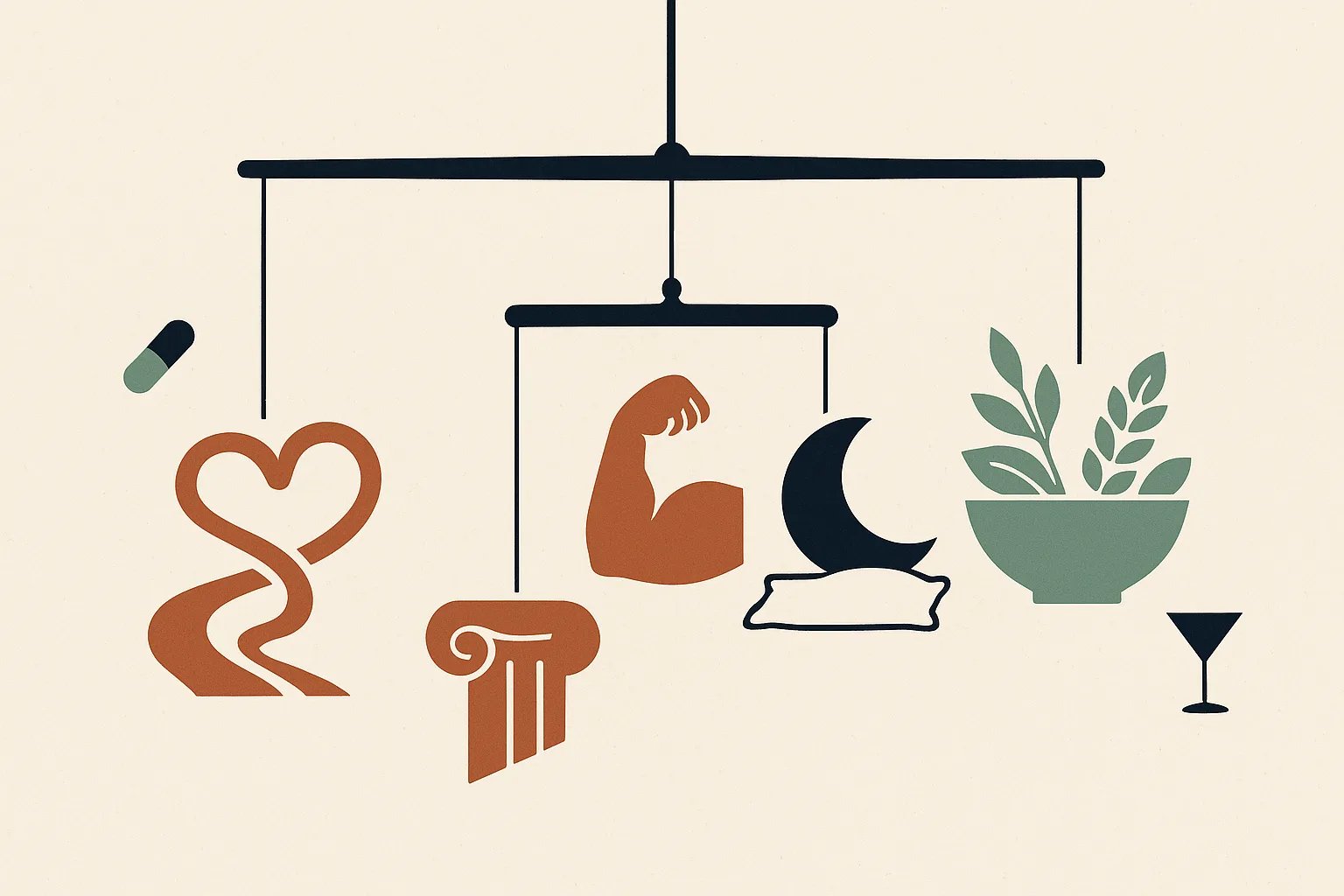 A conceptual infographic-style illustration about what truly weighs most in heal